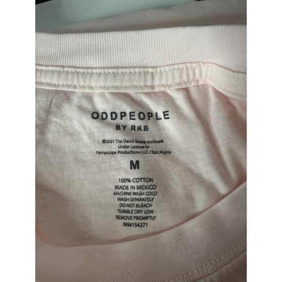 NWT Recycled Karma David Bowie Pink Lightening Bolt T-Shirt Sz M - Picture 2 of 3